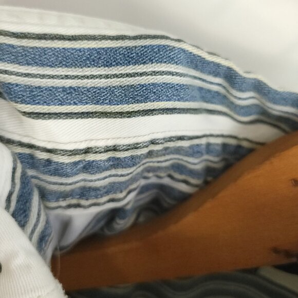 Vtg Route 66 Shirt Mens 2X Blue White Stripe Button Down Short Sleeve Distressed - Picture 6 of 10